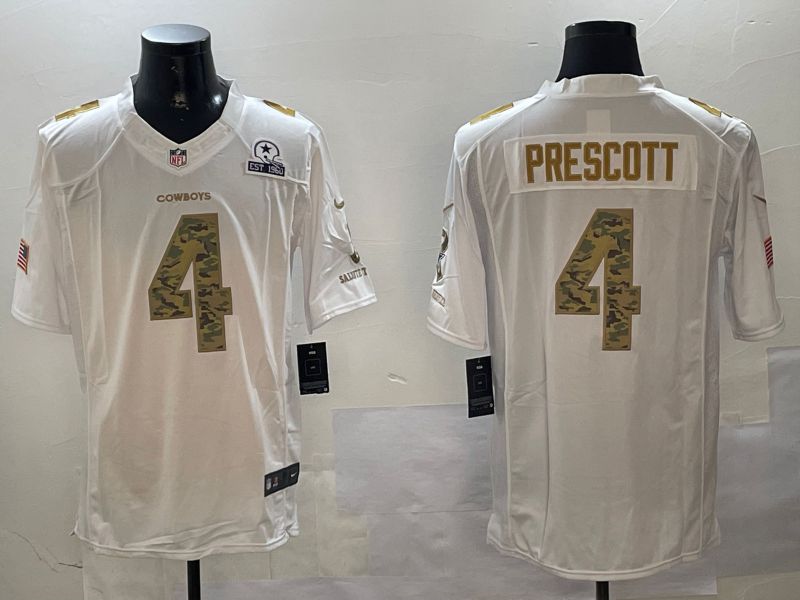 Men Dallas Cowboys #4 Prescott White admiral 2024 Nike Limited NFL Jersey style 3